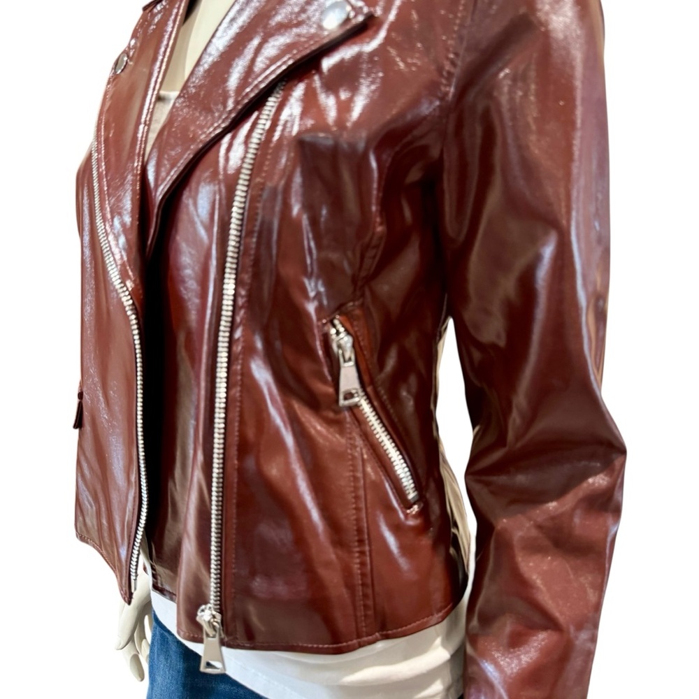 Faux Patent Leather Moto Jacket - Picture 5 of 16